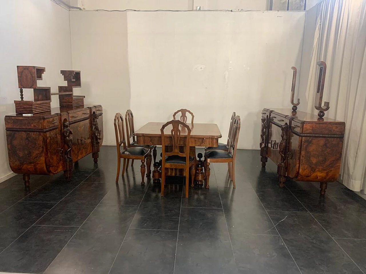 Art Deco carved briar dining table, 1930s 1211983