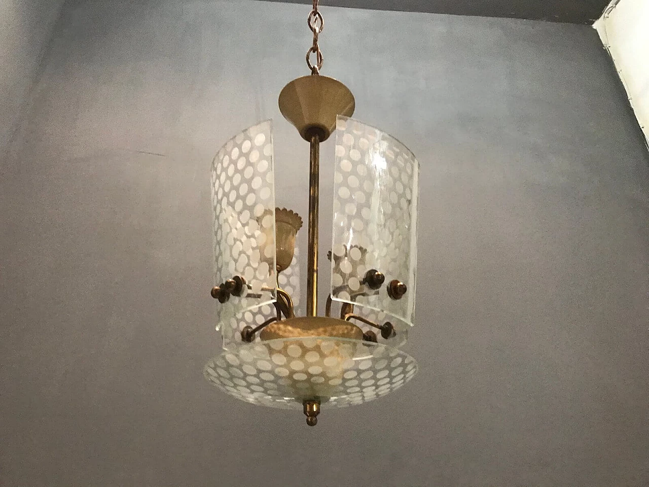 Pendant lamp in polka dot glass by Stilnovo, 50s 1212162