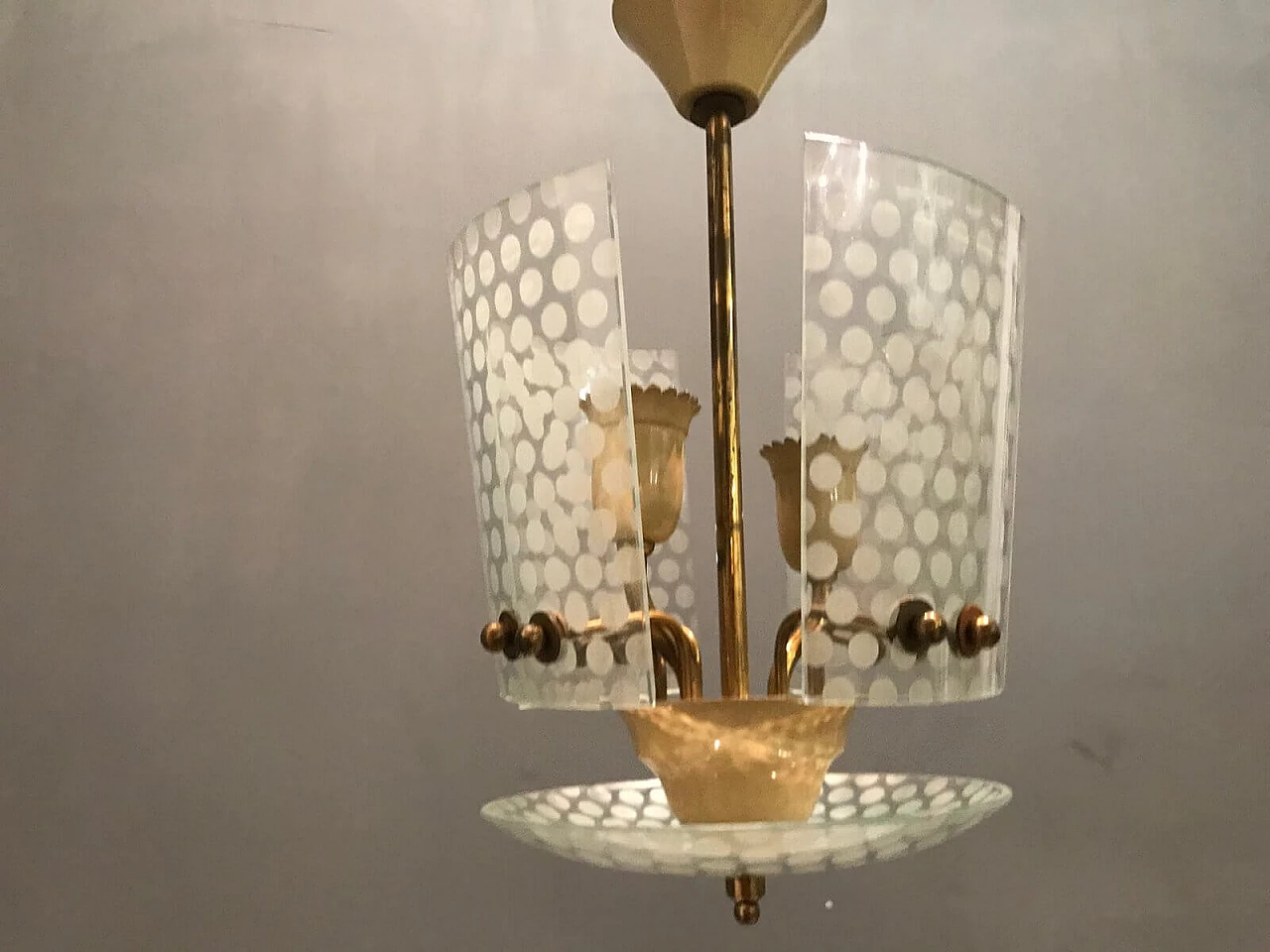 Pendant lamp in polka dot glass by Stilnovo, 50s 1212164