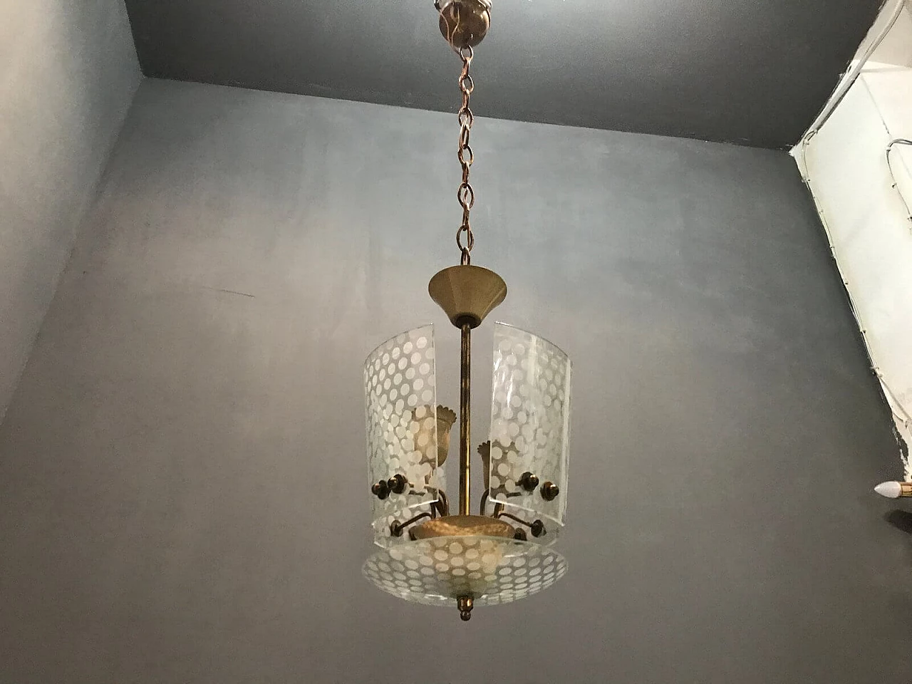 Pendant lamp in polka dot glass by Stilnovo, 50s 1212166
