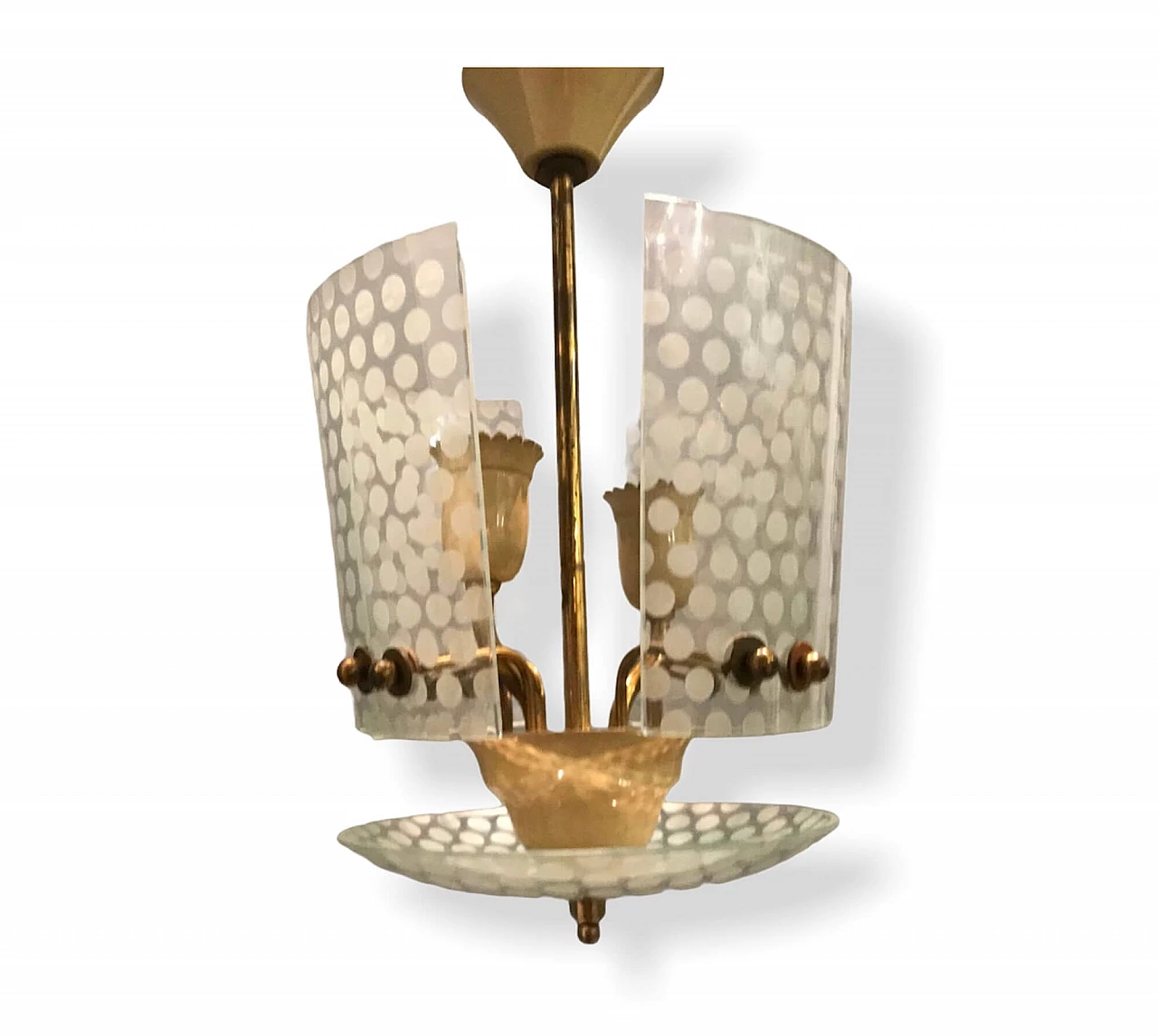 Pendant lamp in polka dot glass by Stilnovo, 50s 1212167