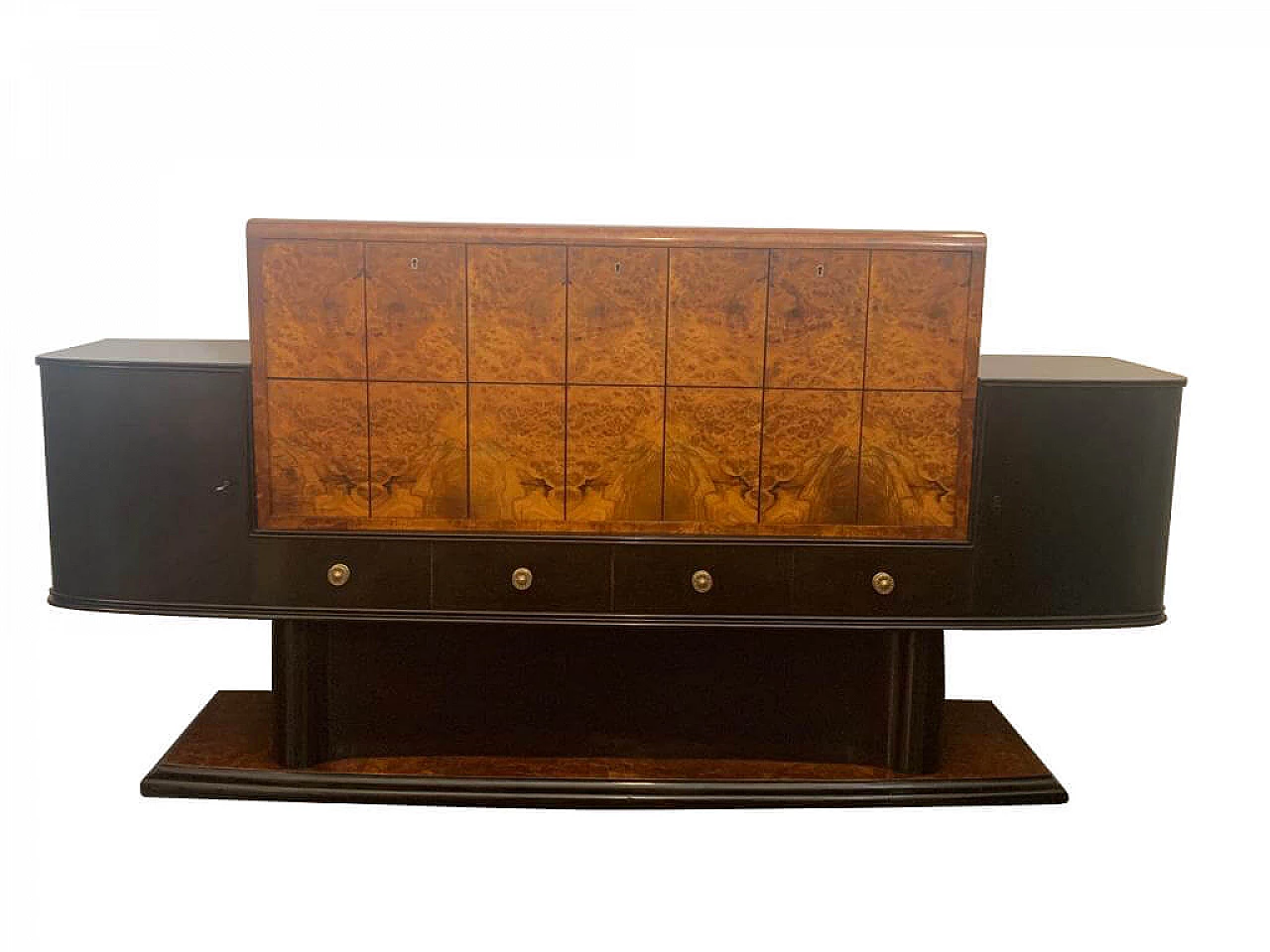 Credenza in radica di Tuya con corpo ebanizzato, anni '30 1212223