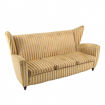 Three seater sofa in wood and fabric by Paolo Buffa, 50s