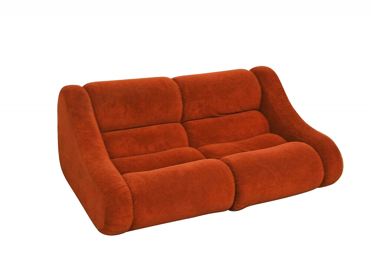 Space Age velvet sofa, 70s 1212353