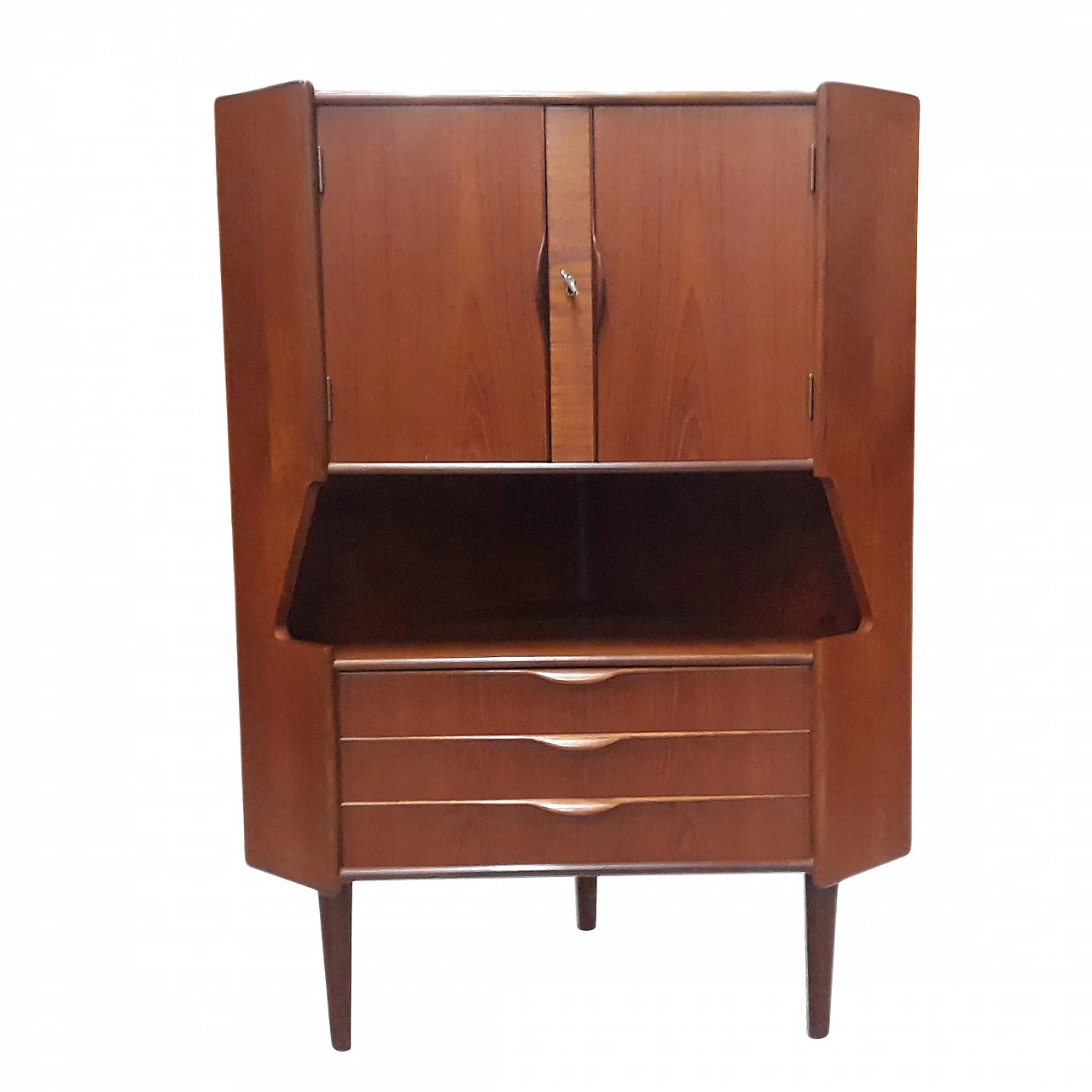 Mobiletto danese ad angolo in teak, anni '60 1212356