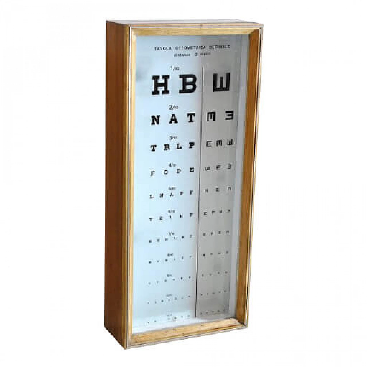 Optometro Optotype retroilluminato in legno, anni '60 1212384