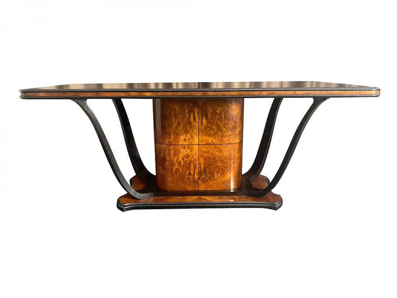 Art Deco dining table in briarwood and ebony, 1930s 1212415