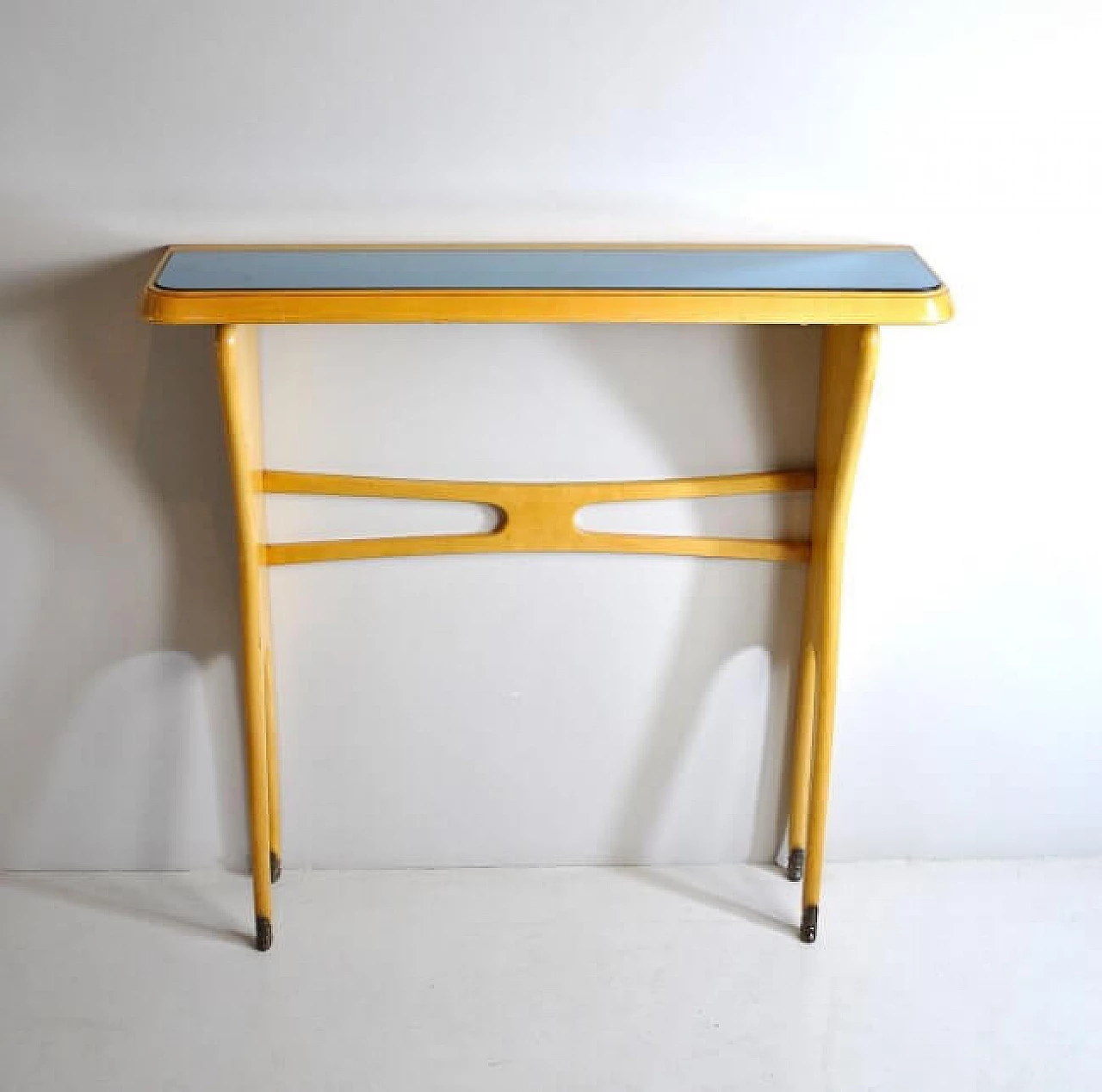 Console in light wood and glass, 50s 1212529