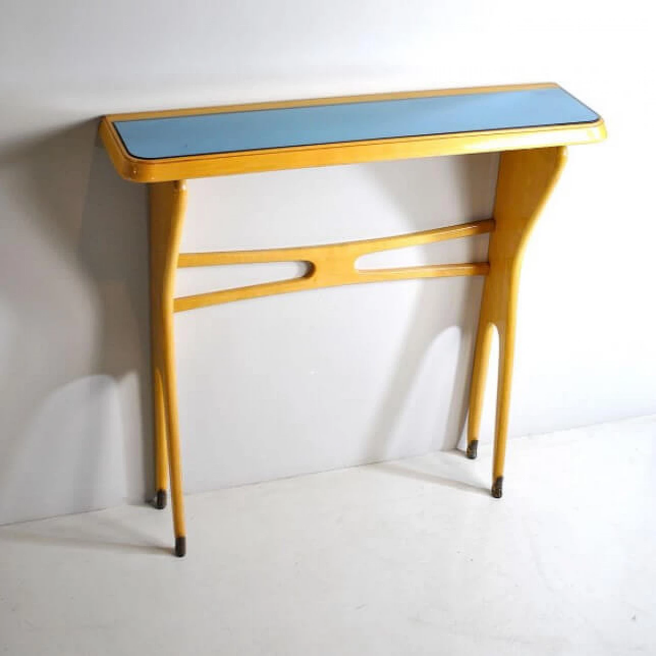 Console in light wood and glass, 50s 1212531