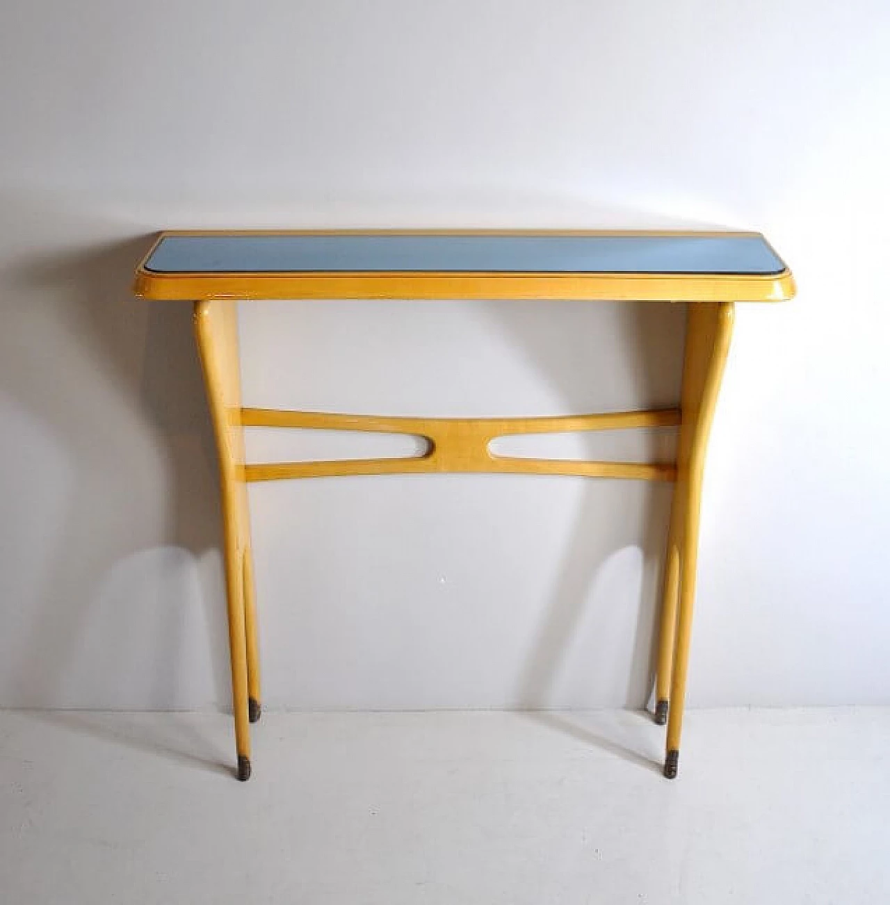 Console in light wood and glass, 50s 1212533