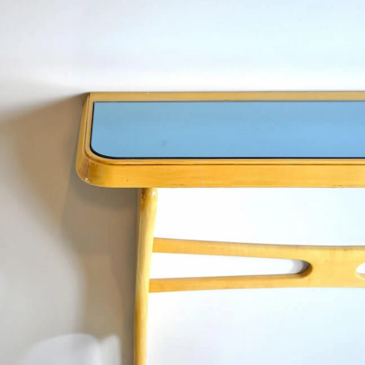 Console in light wood and glass, 50s 1212535