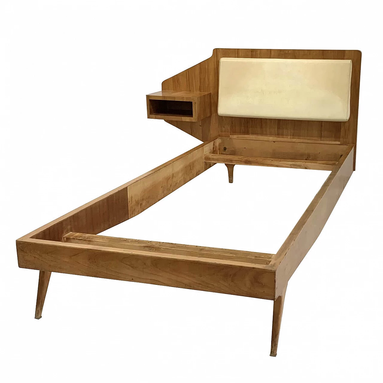 Single bed in cherrywood and skai attributed to Gio Ponti, 50s 1212597