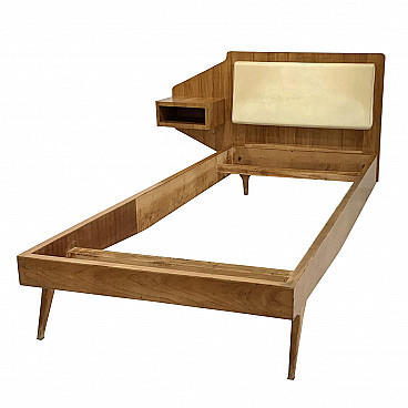 Single bed in cherrywood and skai attributed to Gio Ponti, 50s