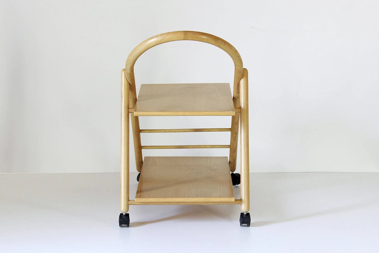 Trolley bar in solid oak and ash, 80s 1212833