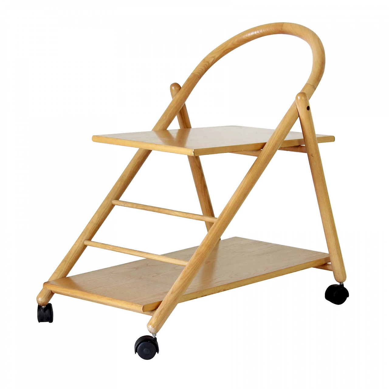 Trolley bar in solid oak and ash, 80s 1212862