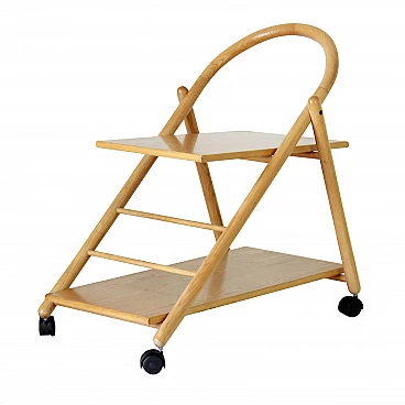 Trolley bar in solid oak and ash, 80s