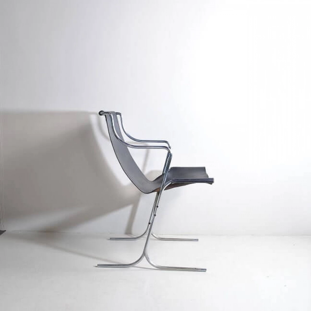 Sedia in pelle e acciaio, anni '60 1212880