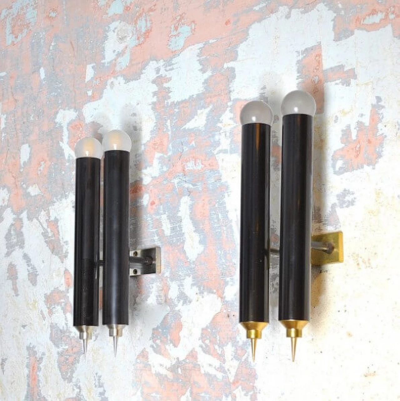 2 Brass wall sconce by Lumière, 60s 1212999