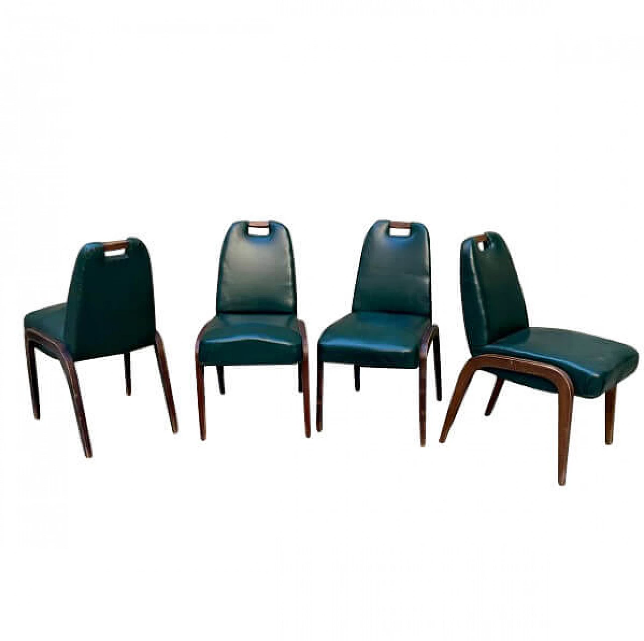4 Chairs in wood and vinyl, 40s 1213031
