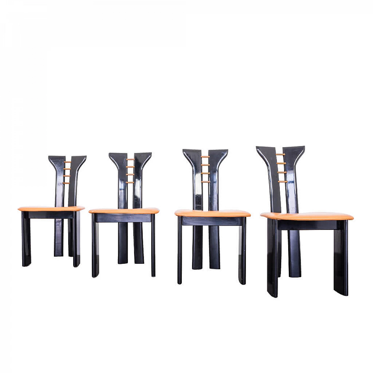 4 Lacquered wooden chairs Pierre Cardin style, 80s 1213045