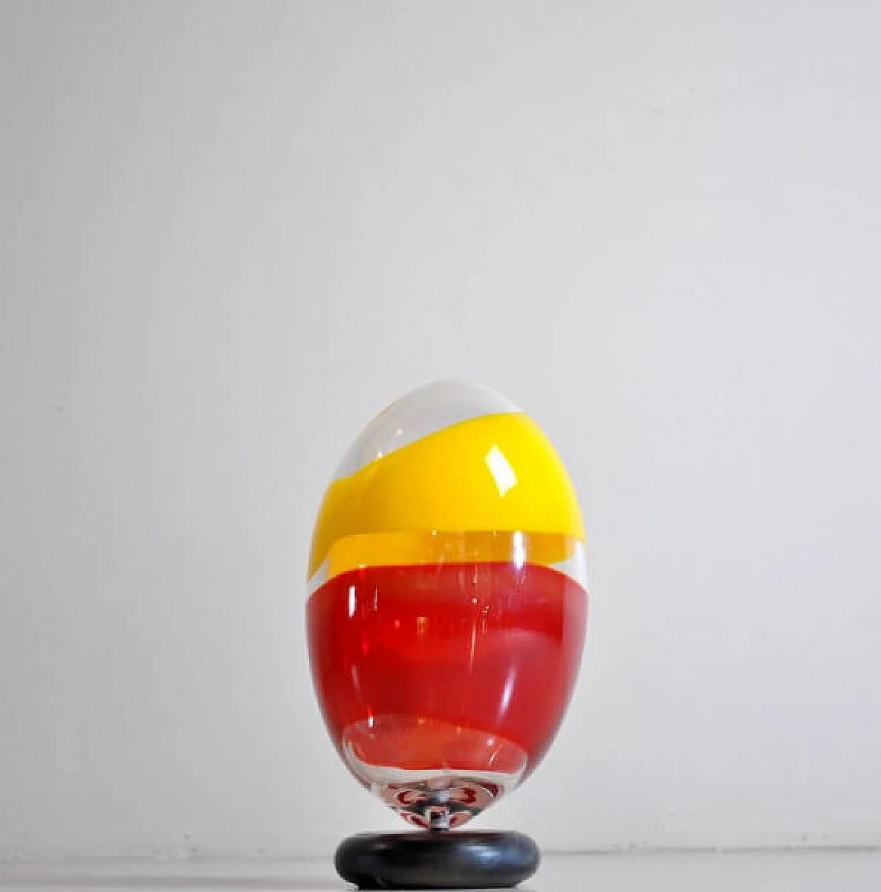 Egg sculpture in polychrome glass, 60s 1213218