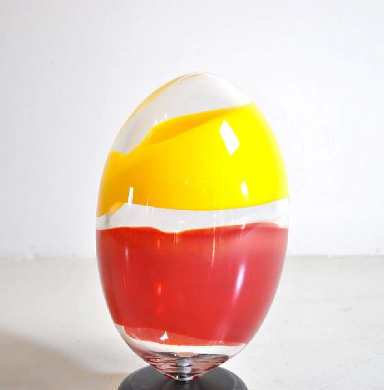 Egg sculpture in polychrome glass, 60s 1213219