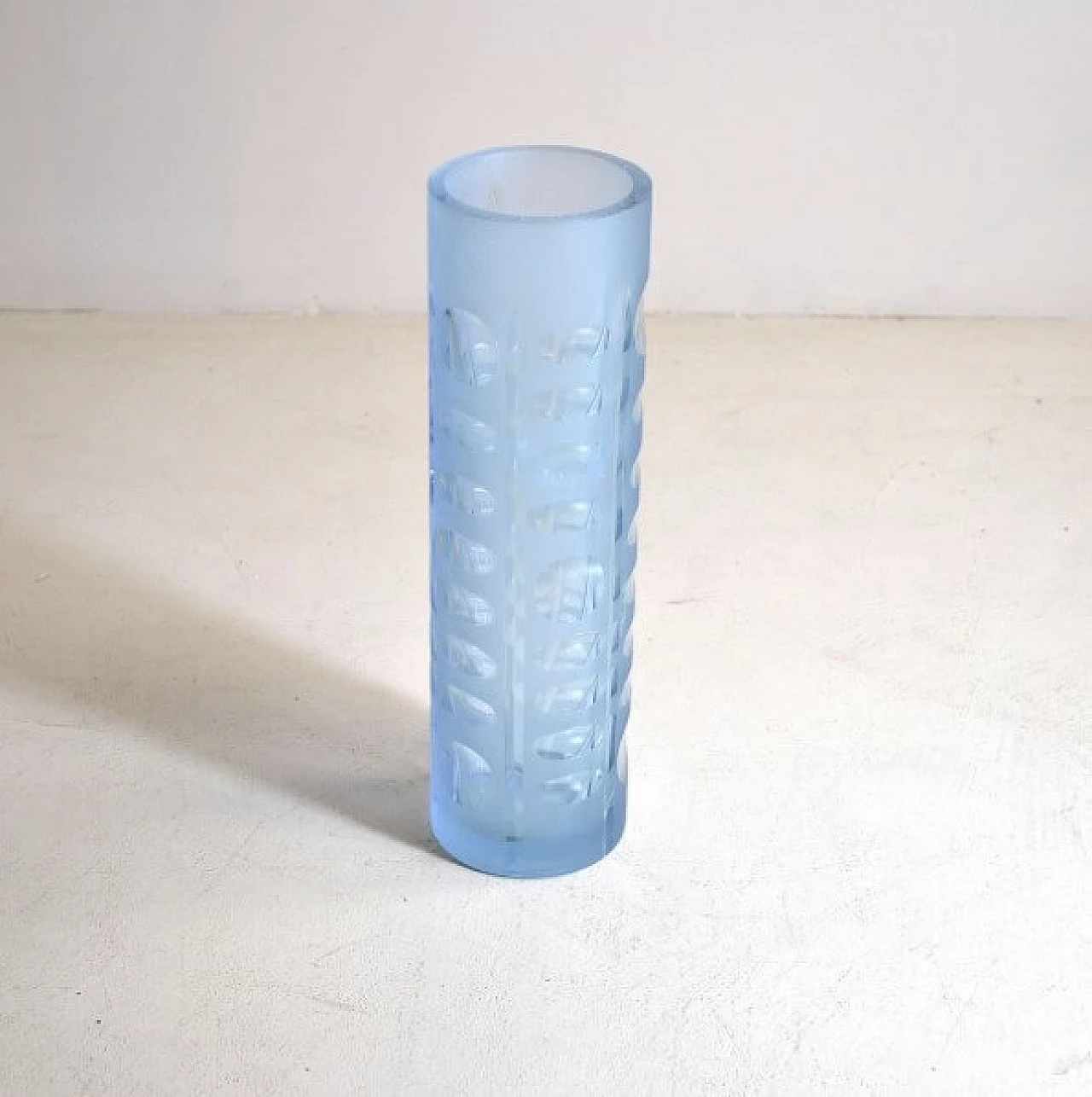 Cylindrical vase in colored glass, 60s 1213225