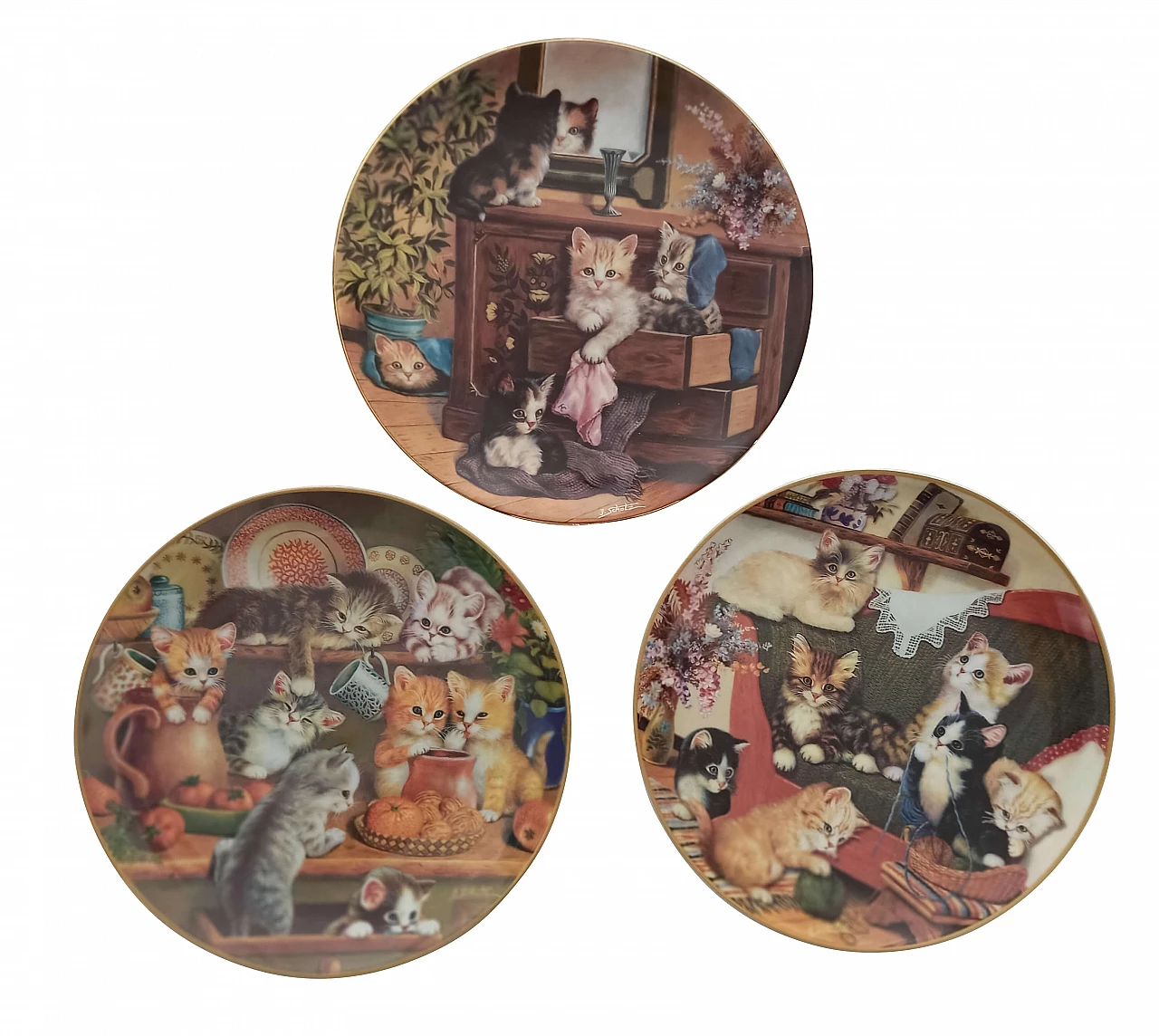 Piatti da parete in ceramica serie Gatti di Kunstler Jurgen Scholz per Bradex, anni '60 1213489