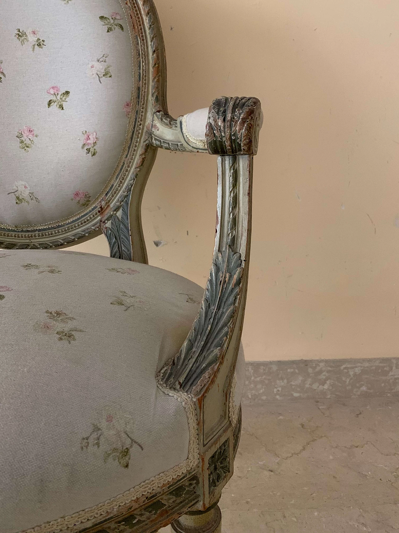 Pair of small armchairs in lacquered wood, 19th century 1213512