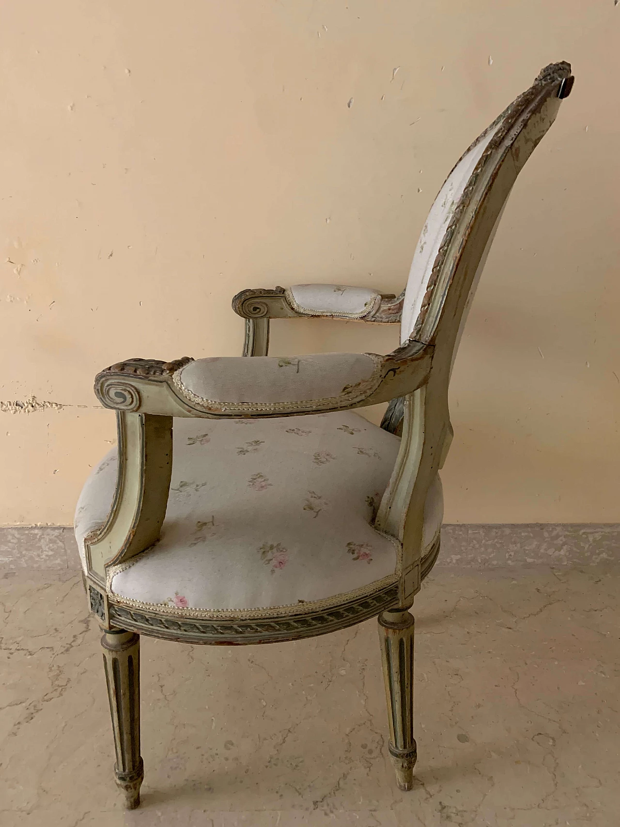Pair of small armchairs in lacquered wood, 19th century 1213513