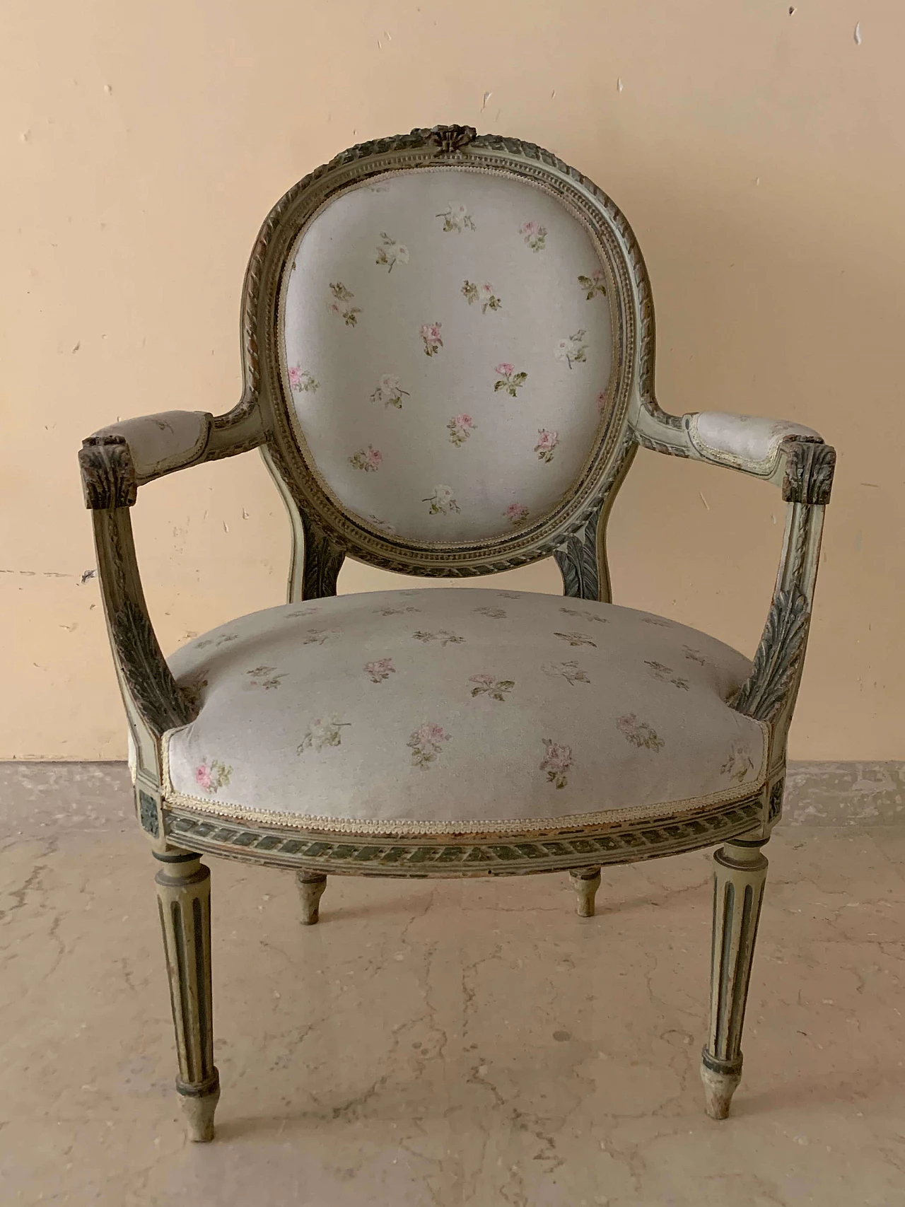 Pair of small armchairs in lacquered wood, 19th century 1213517