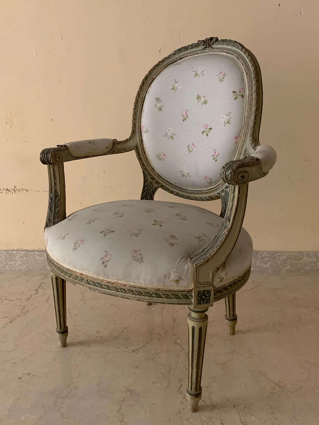 Pair of small armchairs in lacquered wood, 19th century 1213518