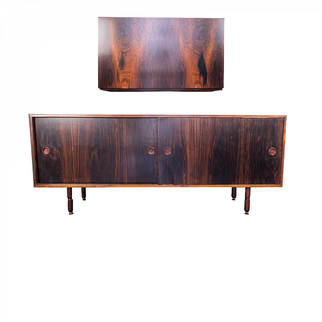 Sideboard with wall mounted in wood  cabinet, 70s 1213607