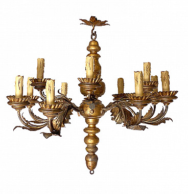 Gilded wood chandelier with 8 lights, 18th century