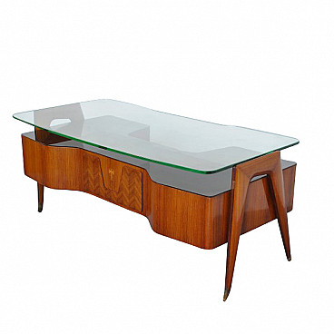 Desk in wood and glass by Vittorio Dassi, 50s