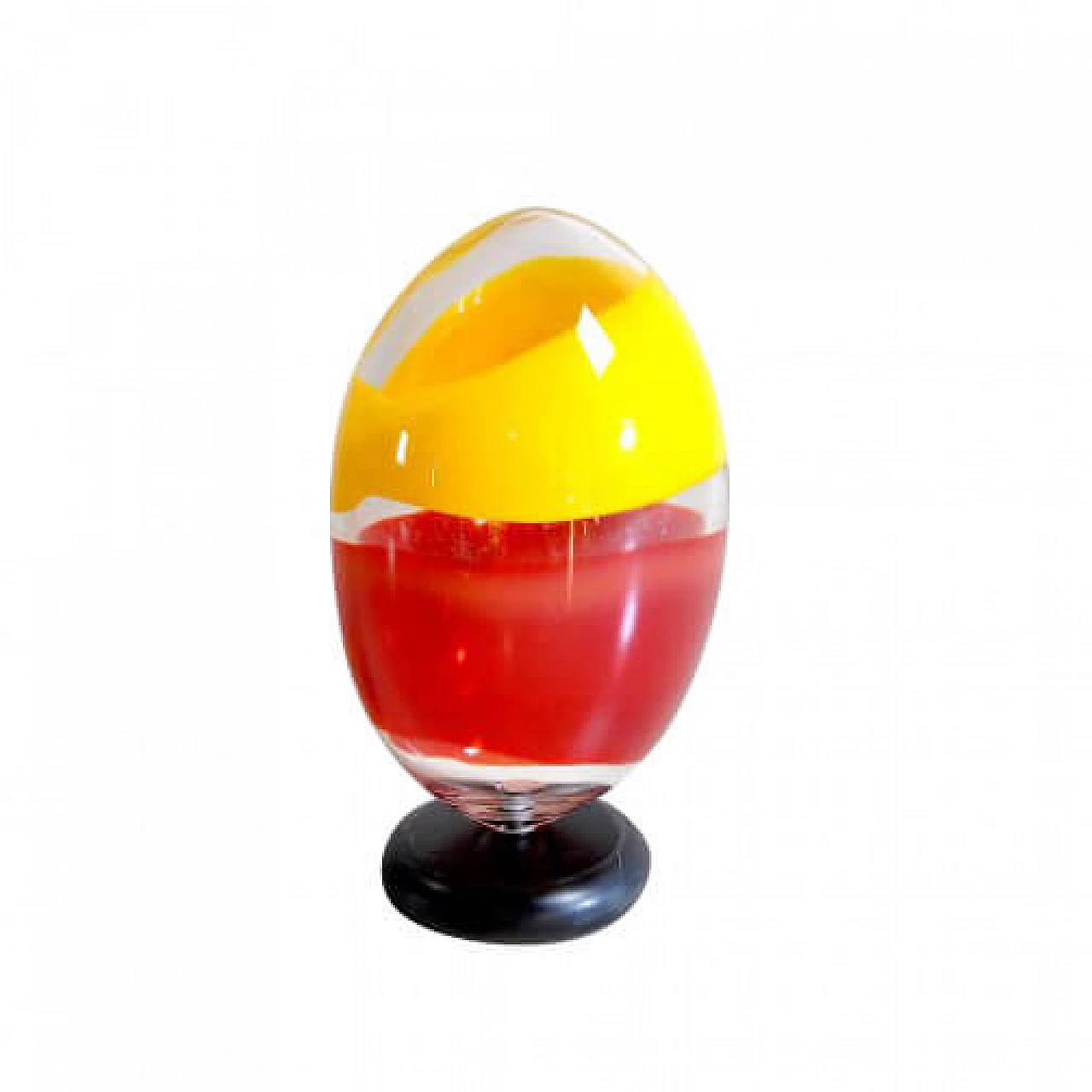 Egg sculpture in polychrome glass, 60s 1213684