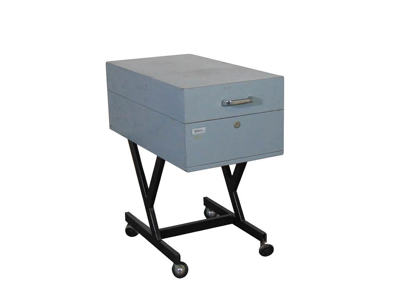 Iron filing cabinet trolley with wheels, 60s 1213693