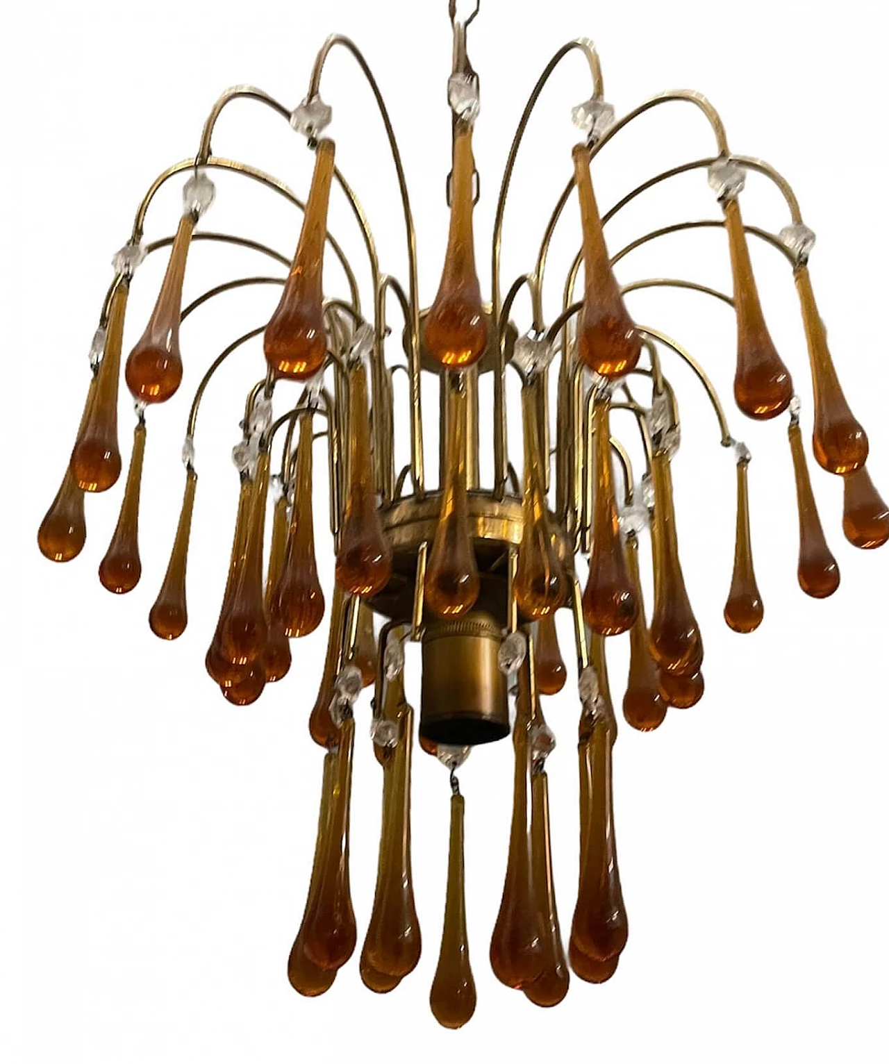 Cascade chandelier in brass and Murano glass, 60s 1213695