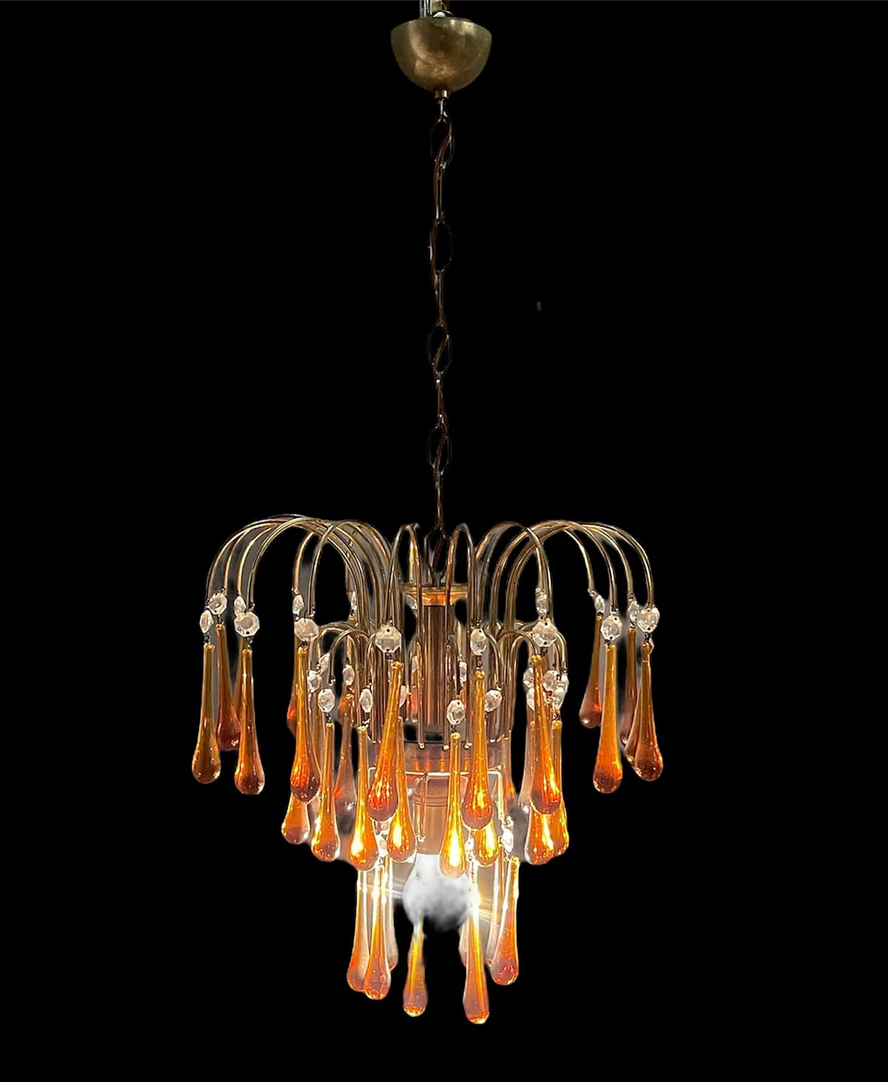 Cascade chandelier in brass and Murano glass, 60s 1213696