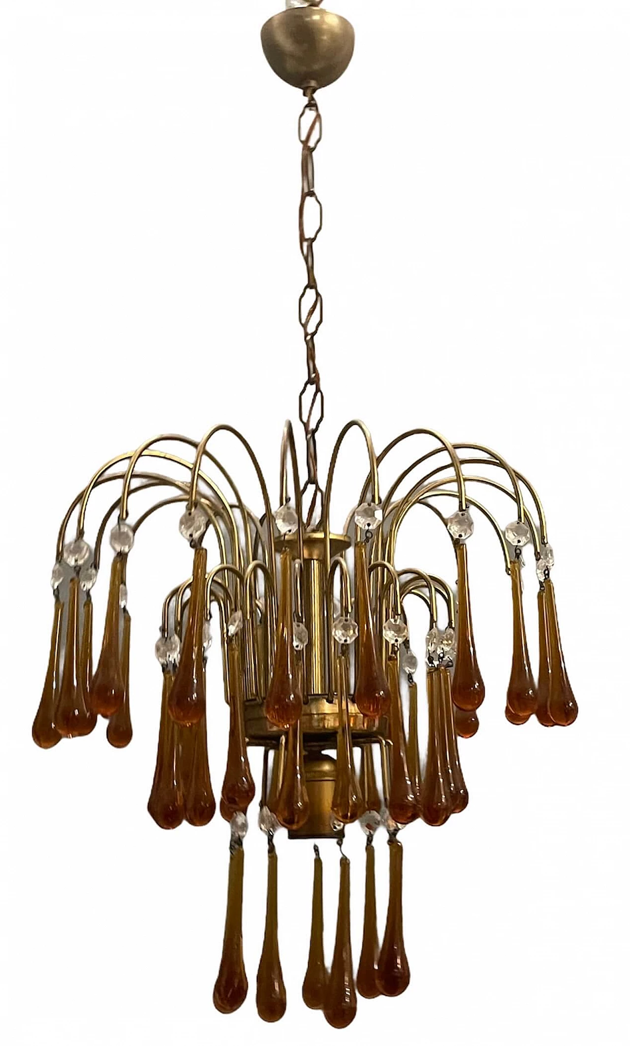 Cascade chandelier in brass and Murano glass, 60s 1213697