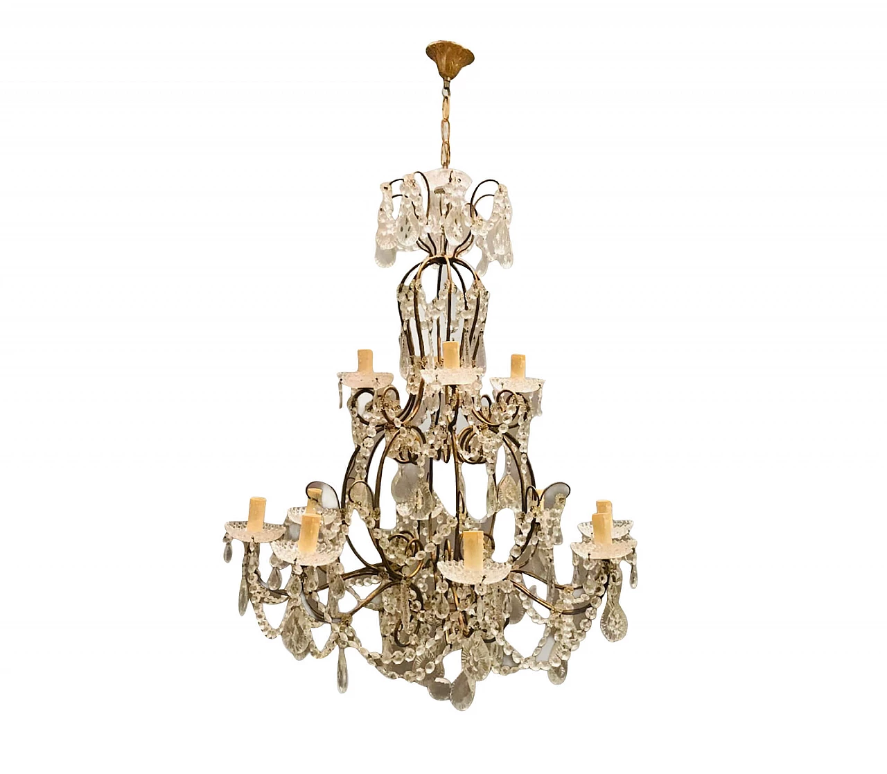 Pair of Italian crystal chandeliers, 50s 1213704