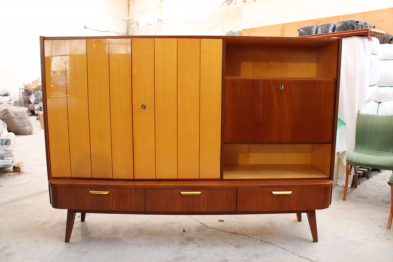 Sideboard in teak and maple, 50s 1213743