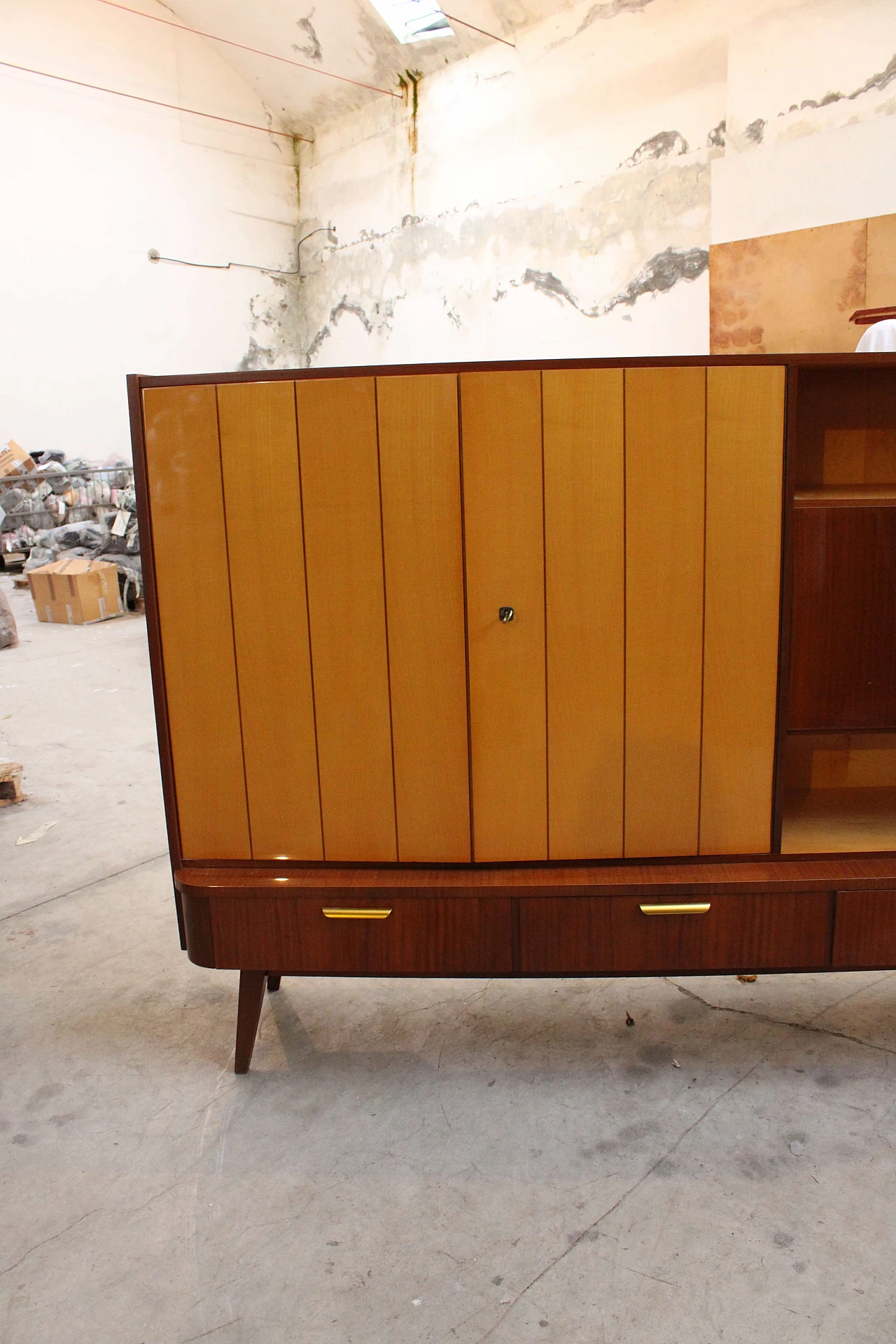 Sideboard in teak and maple, 50s 1213744