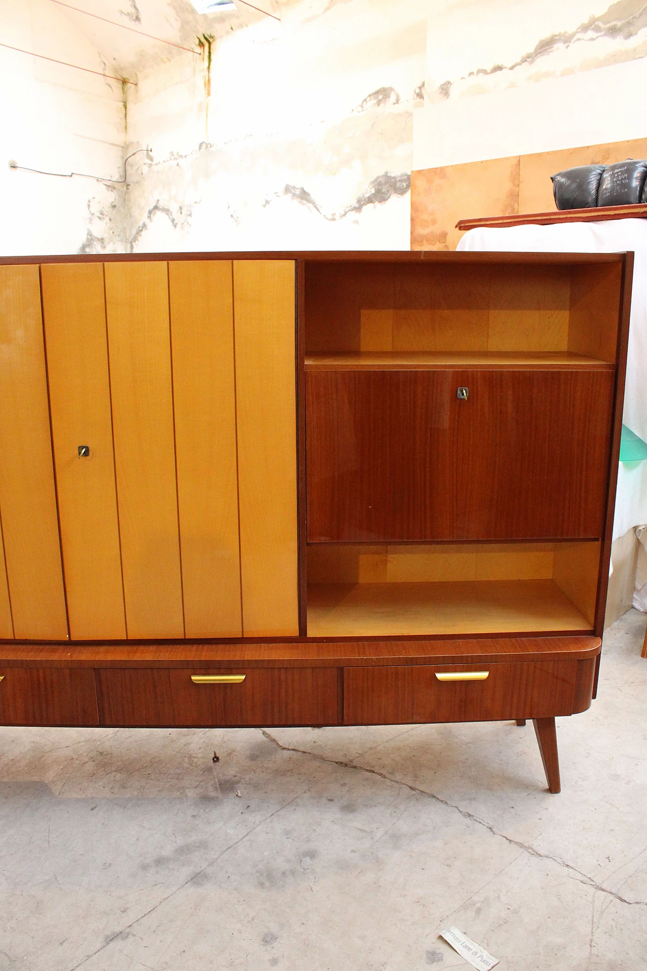 Sideboard in teak and maple, 50s 1213745