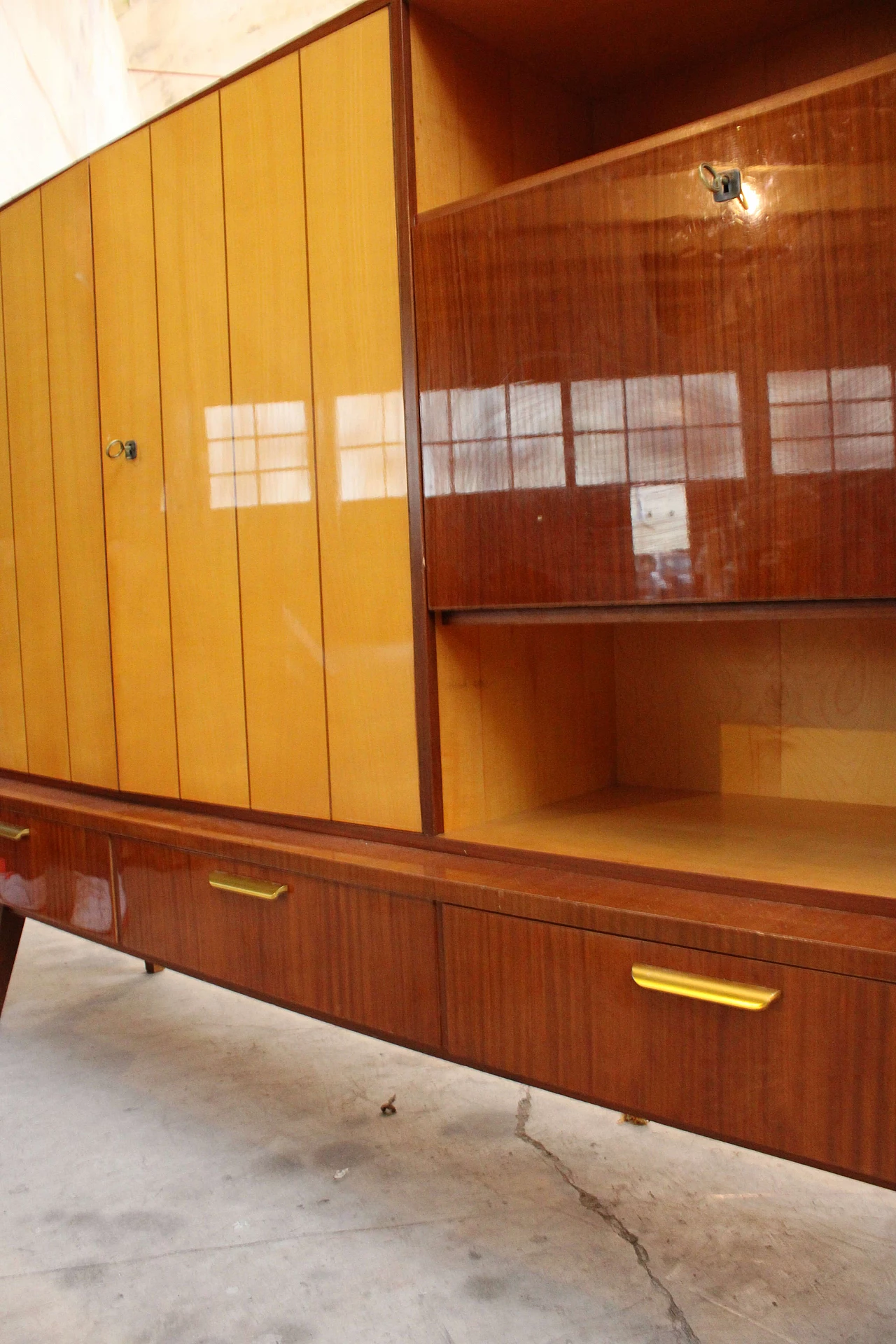 Sideboard in teak and maple, 50s 1213746