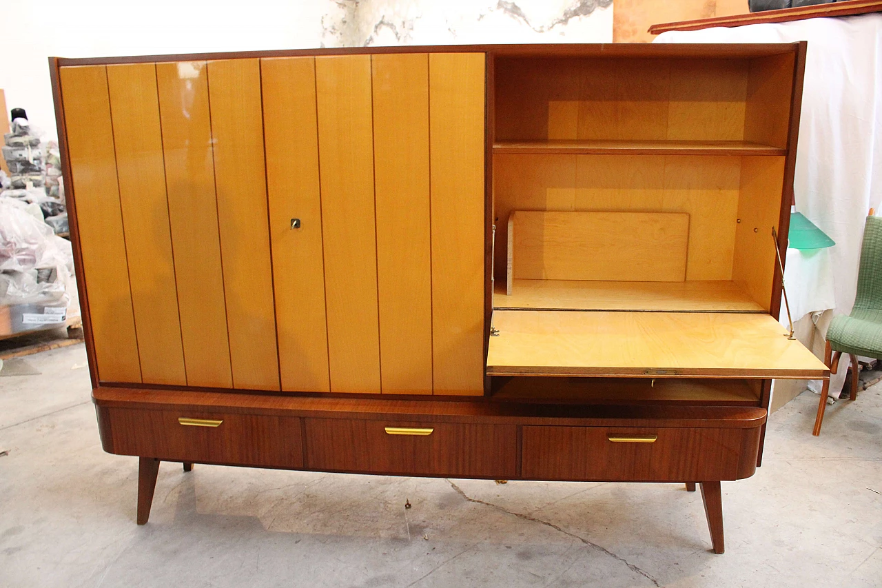 Sideboard in teak and maple, 50s 1213748