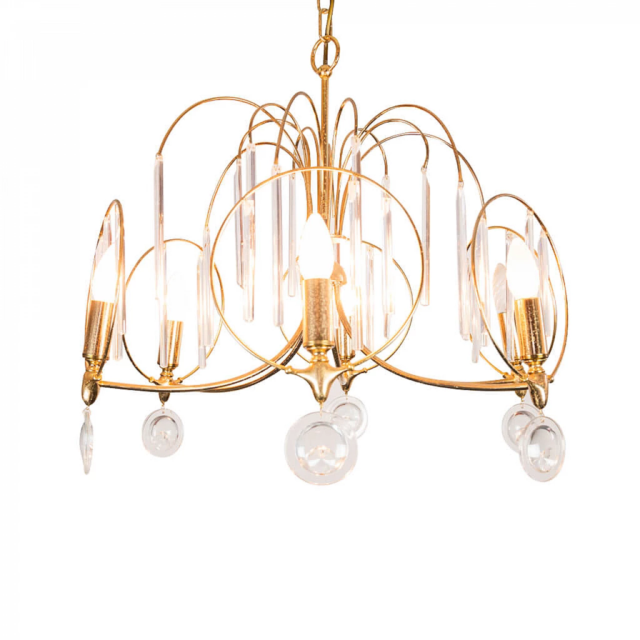 Brass chandelier with 6 lights, 60s 1213785