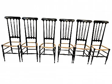 6 Chairs by S.A.C. Chiavari in the style of Gio Ponti, 1950s