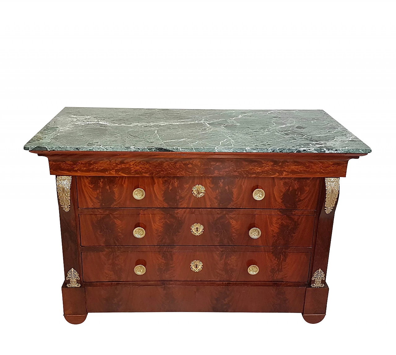 Empire chest of drawers in flamed mahogany and bronze Charles X, 1830 1213822