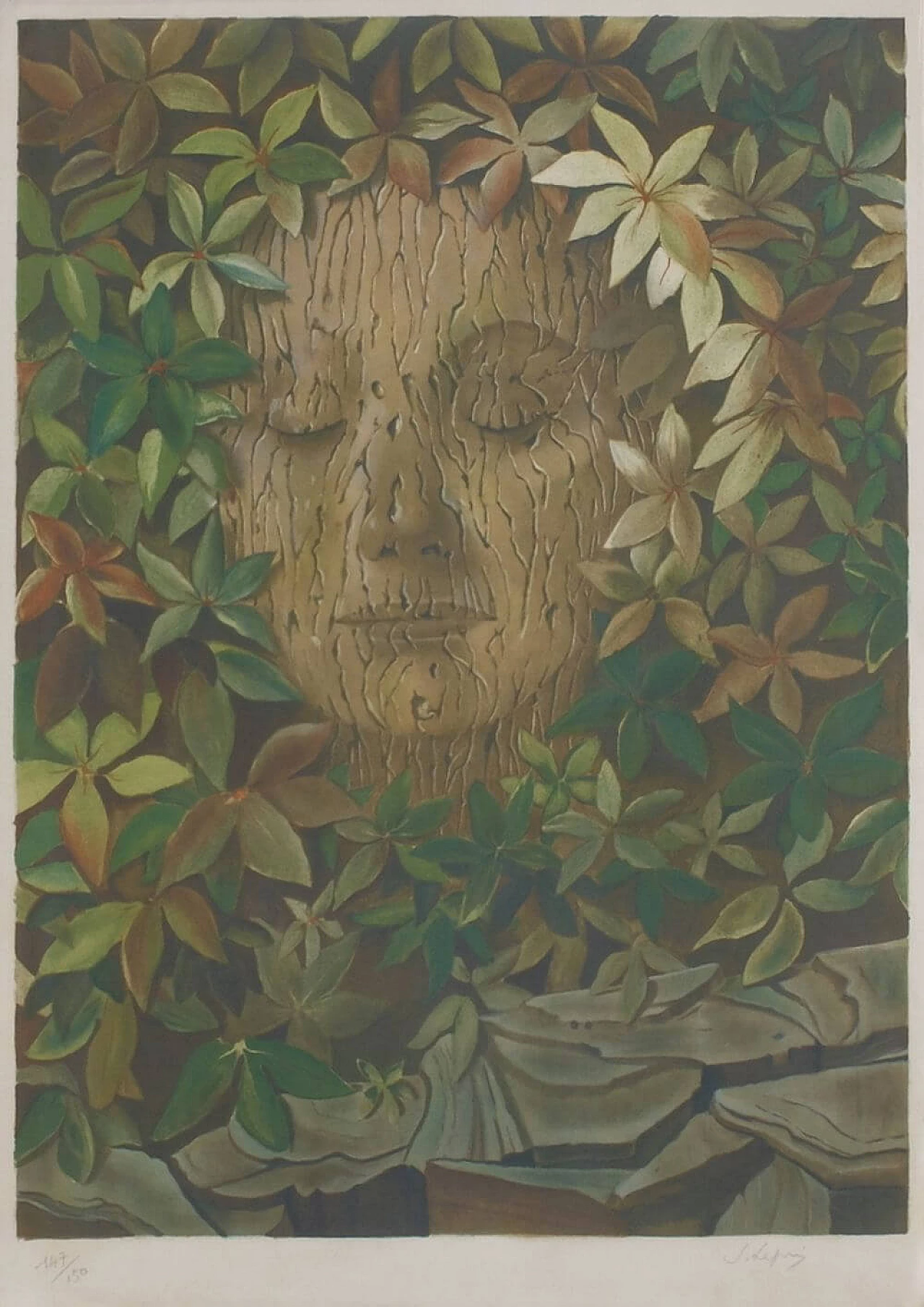 Lithograph by Stanislas Lepri, The Mask, 1975 1213914